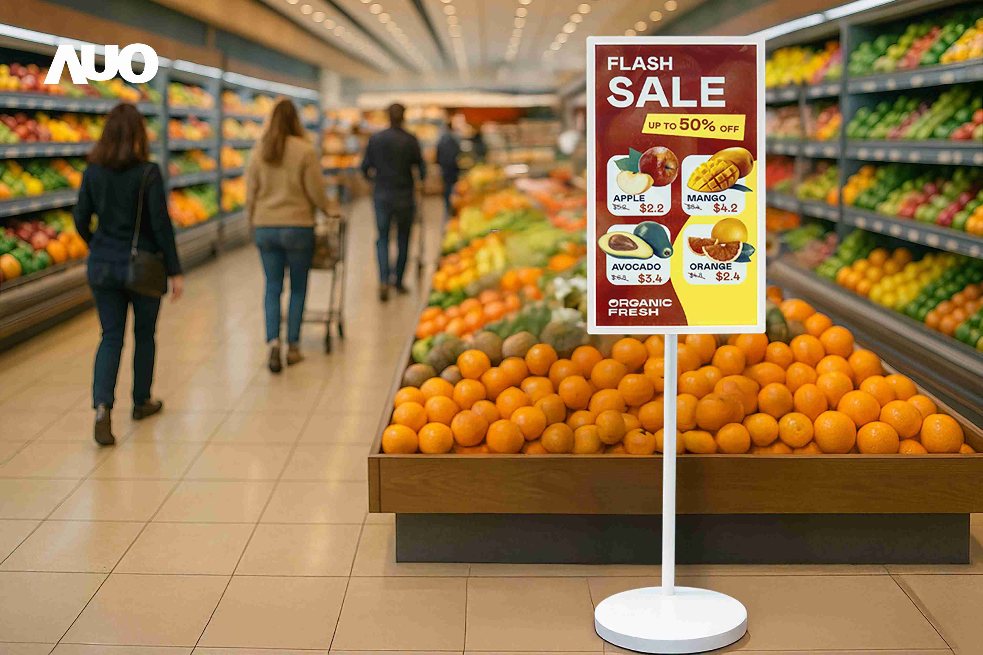 达擎首亮相低功耗、、、、全彩的〝aecoPost电子纸解决方案〞，，，，仅在更新画面时需要微量的电力驱动，，，，无需布建电线的便捷设计，，，使其可灵活应用、、、随意置放，，，，并可透过云端或行动装置app，，，，轻松管理及排程广告内容，，，，晋升店头营销利器。。。。